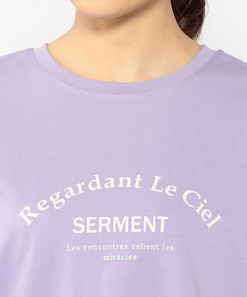 Petit Honfleur(プチオンフルール)の「配色ロゴプリントTシャツ(Tシャツ/カットソー・レディース・ブラック/ホワイト/モカ/ラベンダー・L/M)」の6枚目の写真