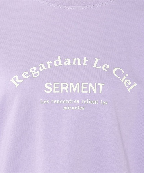 Petit Honfleur(プチオンフルール)の「配色ロゴプリントTシャツ(Tシャツ/カットソー・レディース・ブラック/ホワイト/モカ/ラベンダー・L/M)」の11枚目の写真
