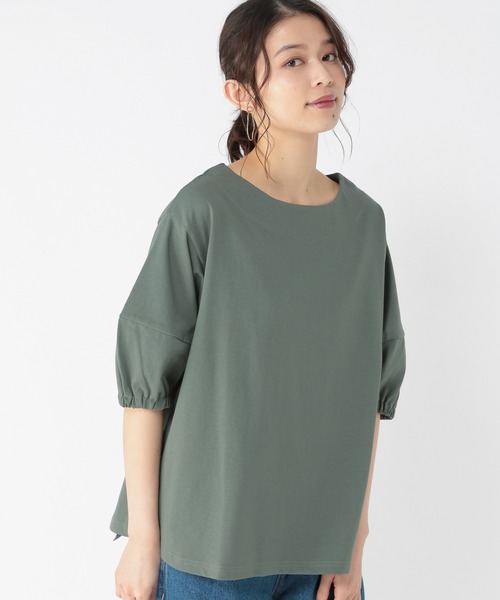 studio CLIP（スタディオクリップ）の「【キナリノ掲載商品】USAコットンパフスリーブプルオーバー（Tシャツ/カットソー・レディース・ベージュ/レッド/オフホワイト/グリーン/スモーク・MEDIUM/LARGE）」の3枚目の写真