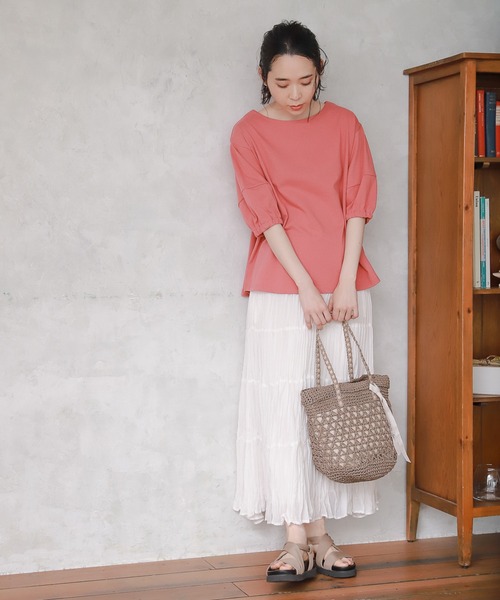 studio CLIP（スタディオクリップ）の「【キナリノ掲載商品】USAコットンパフスリーブプルオーバー（Tシャツ/カットソー・レディース・ベージュ/レッド/オフホワイト/グリーン/スモーク・MEDIUM/LARGE）」の19枚目の写真