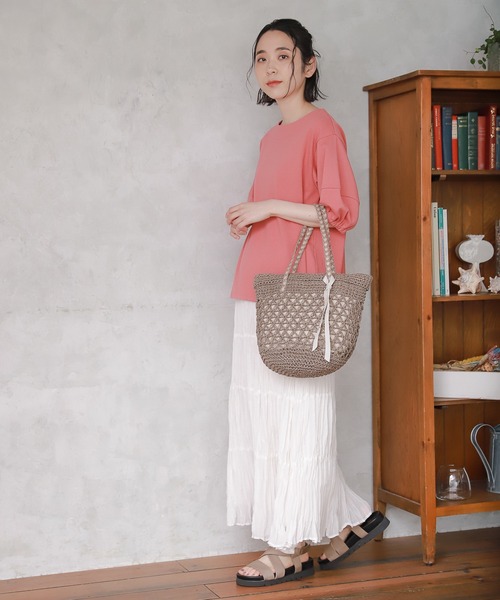 studio CLIP（スタディオクリップ）の「【キナリノ掲載商品】USAコットンパフスリーブプルオーバー（Tシャツ/カットソー・レディース・ベージュ/レッド/オフホワイト/グリーン/スモーク・MEDIUM/LARGE）」の20枚目の写真