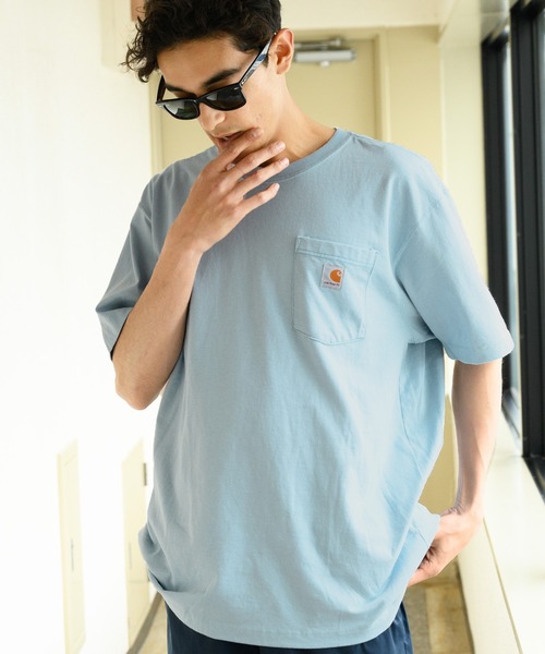 Carhartt(カーハート)の「Carhartt ヘビーウェイトロゴTシャツ(Tシャツ/カットソー・メンズ・ネイビー/グレー系その他/グリーン系その他/ブルー系その他/ピンク系その他/レッド系その他/オレンジ系その他/グレー系その他2/グレー系その他3/グリーン系その他2/グリーン系その他3/ブルー系その他2/オレンジ系その他2/サックスブルー系/サックスブルー系1・SMALL/MEDIUM/LARGE)」の11枚目の写真