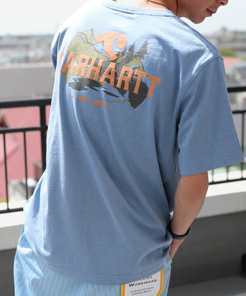 Carhartt(カーハート)の「Carhartt ヘビーウェイトロゴTシャツ(Tシャツ/カットソー・メンズ・ネイビー/グレー系その他/グリーン系その他/ブルー系その他/ピンク系その他/レッド系その他/オレンジ系その他/グレー系その他2/グレー系その他3/グリーン系その他2/グリーン系その他3/ブルー系その他2/オレンジ系その他2/サックスブルー系/サックスブルー系1・SMALL/MEDIUM/LARGE)」の9枚目の写真