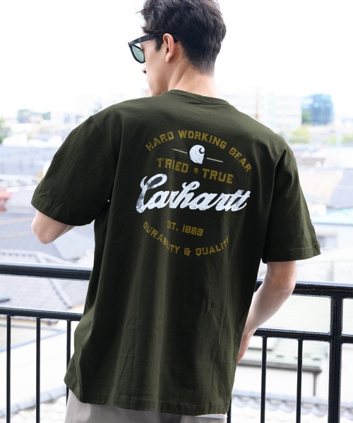 Carhartt(カーハート)の「Carhartt ヘビーウェイトロゴTシャツ(Tシャツ/カットソー・メンズ・ネイビー/グレー系その他/グリーン系その他/ブルー系その他/ピンク系その他/レッド系その他/オレンジ系その他/グレー系その他2/グレー系その他3/グリーン系その他2/グリーン系その他3/ブルー系その他2/オレンジ系その他2/サックスブルー系/サックスブルー系1・SMALL/MEDIUM/LARGE)」の6枚目の写真