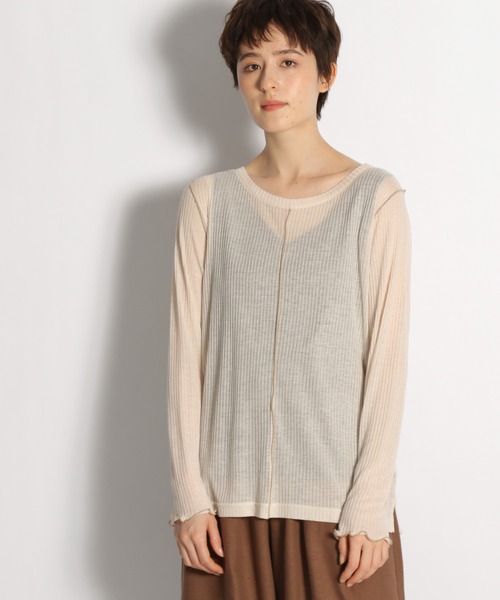 niko and...（ニコアンド）の「タンクトップ付きテレコシースループルオーバー（Tシャツ/カットソー・レディース・ベージュ/ブラック/オフホワイト・FREE）」の3枚目の写真