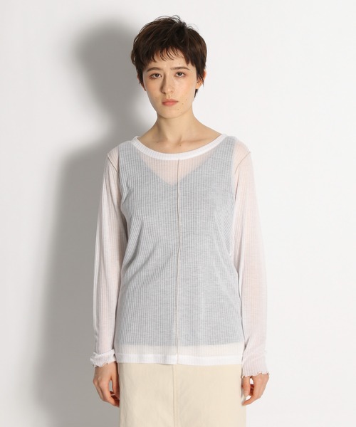 niko and...（ニコアンド）の「タンクトップ付きテレコシースループルオーバー（Tシャツ/カットソー・レディース・ベージュ/ブラック/オフホワイト・FREE）」の6枚目の写真