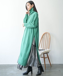 mili an deni | タートルネックサイドスリットニットロングワンピース(ワンピース)