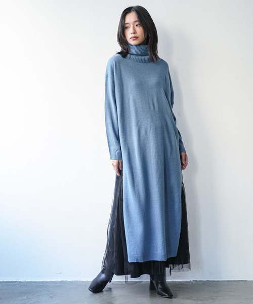 muta Mロゴタートルネックワンピース muta Mロゴタートルネック