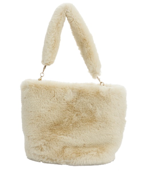 ElegChic(エレグシック)の「フェイクファー2WAYバッグ 結婚式 同窓会 オケージョン 二次会(ショルダーバッグ・レディース・ブラック/ベージュ/ブルー・FREE)」の2枚目の写真