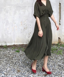 リネンライクカシュクールロングワンピース