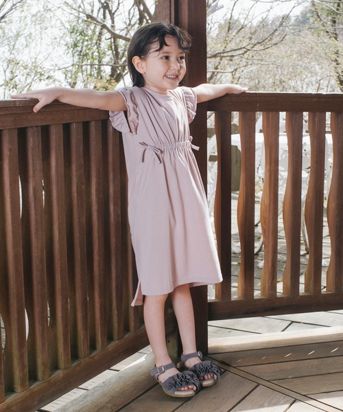 BRANSHES（ブランシェス）の「【UVカット】ウエストギャザー半袖ワンピース（ワンピース・キッズ・ピンク/ブラウン・80ｃｍ/90cm/100cm/110cm/120cm/130cm/140cm/150cm）」の5枚目の写真