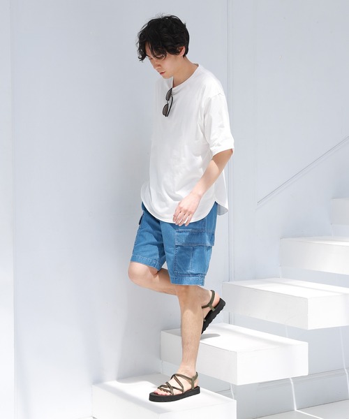 LAKOLE（ラコレ）の「イージーカーゴショーツ / 949597（デニムパンツ・メンズ・ライトブルー/ネイビー/アイボリー・MEDIUM/LARGE）」の14枚目の写真