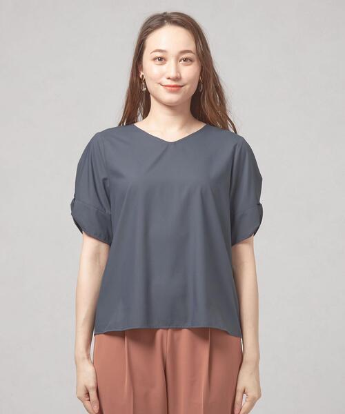 THE STATION STORE（ザ ステーション ストア）の「＜closet story＞CSC ツイスト スリーブ ブラウス [接触冷感]（シャツ/ブラウス・レディース・ネイビー/ナチュラル・FREE）」の3枚目の写真