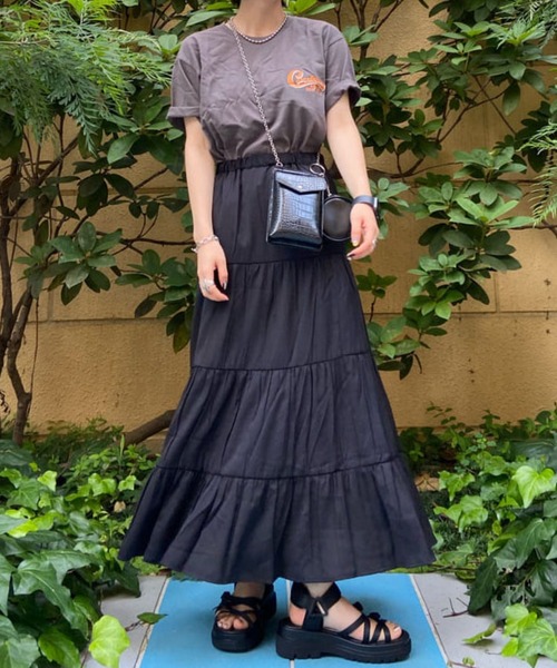 WEGO（ウィゴー）の「WEGO/ギャザーティアードスカート（スカート・レディース・ブラック/ライトブラウン・FREE）」の7枚目の写真