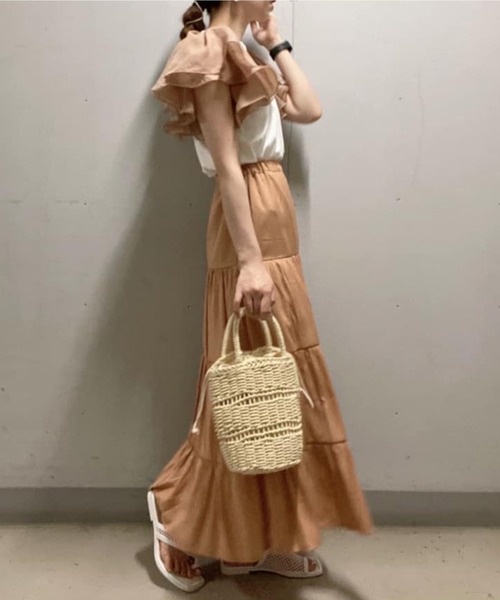 WEGO（ウィゴー）の「WEGO/ギャザーティアードスカート（スカート・レディース・ブラック/ライトブラウン・FREE）」の6枚目の写真