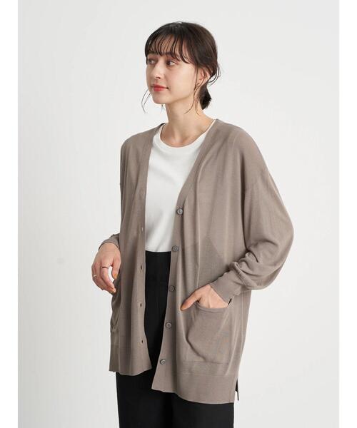 earth music&ecology（アースミュージックアンドエコロジー）の「シアーbigカーディガン ＊（カーディガン/ボレロ・レディース・ホワイト系その他2/グレイッシュベージュ/ミント・FREE）」の4枚目の写真