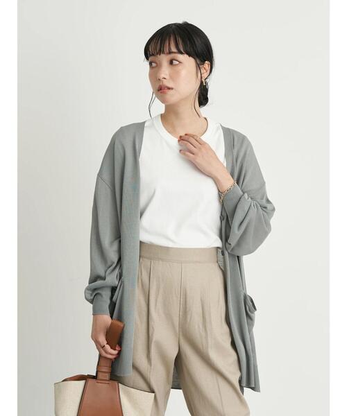 earth music&ecology（アースミュージックアンドエコロジー）の「シアーbigカーディガン ＊（カーディガン/ボレロ・レディース・ホワイト系その他2/グレイッシュベージュ/ミント・FREE）」の5枚目の写真