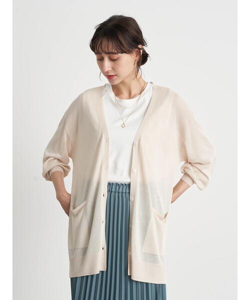earth music&ecology（アースミュージックアンドエコロジー）の「シアーbigカーディガン ＊（カーディガン/ボレロ・レディース・ホワイト系その他2/グレイッシュベージュ/ミント・FREE）」の6枚目の写真