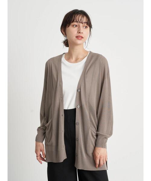 earth music&ecology（アースミュージックアンドエコロジー）の「シアーbigカーディガン ＊（カーディガン/ボレロ・レディース・ホワイト系その他2/グレイッシュベージュ/ミント・FREE）」の7枚目の写真