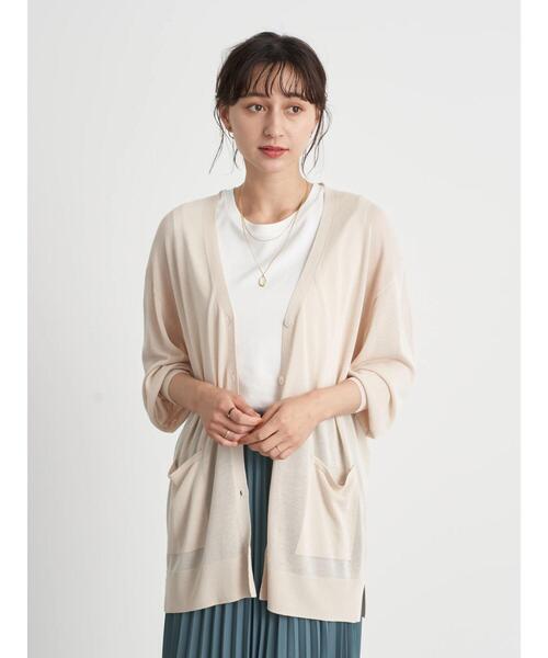 earth music&ecology（アースミュージックアンドエコロジー）の「シアーbigカーディガン ＊（カーディガン/ボレロ・レディース・ホワイト系その他2/グレイッシュベージュ/ミント・FREE）」の20枚目の写真