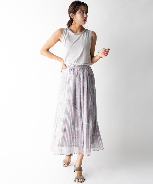 MILLION CARATS（ミリオンカラッツ）の「【STYLE４】シアーボタニカルロングフレアスカート（スカート・レディース・ブラック/ライトグレー/ラベンダー・FREE）」の15枚目の写真