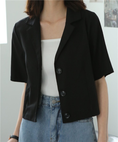 MAISON DE THERESE(メゾン ド テレーズ)の「麻ブレンド ハーフスリーブテーラードジャケット(テーラードジャケット・レディース・モカ/ブラック/ライトベージュ・M/L/XL/XX-LARGE/S)」の9枚目の写真