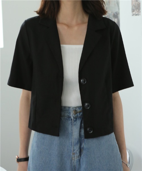 MAISON DE THERESE(メゾン ド テレーズ)の「麻ブレンド ハーフスリーブテーラードジャケット(テーラードジャケット・レディース・モカ/ブラック/ライトベージュ・M/L/XL/XX-LARGE/S)」の10枚目の写真