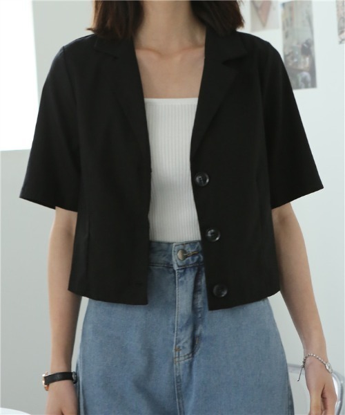 MAISON DE THERESE(メゾン ド テレーズ)の「麻ブレンド ハーフスリーブテーラードジャケット(テーラードジャケット・レディース・モカ/ブラック/ライトベージュ・M/L/XL/XX-LARGE/S)」の12枚目の写真