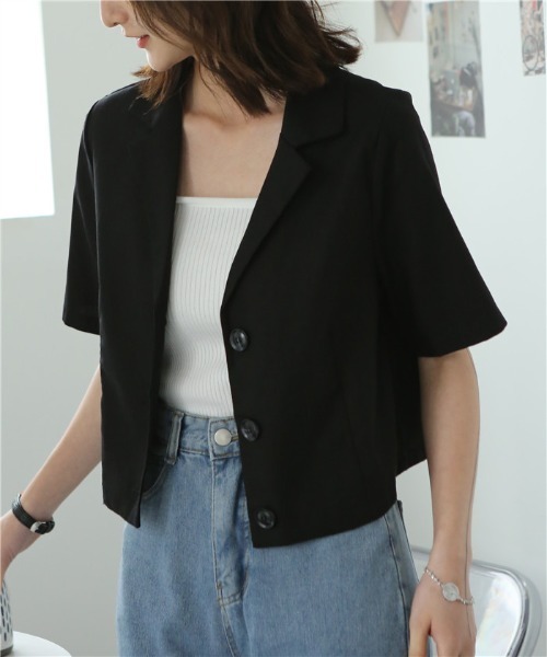 MAISON DE THERESE(メゾン ド テレーズ)の「麻ブレンド ハーフスリーブテーラードジャケット(テーラードジャケット・レディース・モカ/ブラック/ライトベージュ・M/L/XL/XX-LARGE/S)」の13枚目の写真