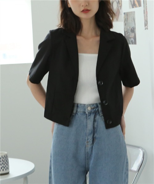 MAISON DE THERESE(メゾン ド テレーズ)の「麻ブレンド ハーフスリーブテーラードジャケット(テーラードジャケット・レディース・モカ/ブラック/ライトベージュ・M/L/XL/XX-LARGE/S)」の14枚目の写真