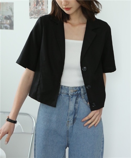 MAISON DE THERESE(メゾン ド テレーズ)の「麻ブレンド ハーフスリーブテーラードジャケット(テーラードジャケット・レディース・モカ/ブラック/ライトベージュ・M/L/XL/XX-LARGE/S)」の16枚目の写真