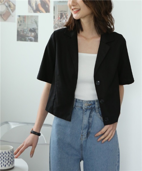 MAISON DE THERESE(メゾン ド テレーズ)の「麻ブレンド ハーフスリーブテーラードジャケット(テーラードジャケット・レディース・モカ/ブラック/ライトベージュ・M/L/XL/XX-LARGE/S)」の17枚目の写真