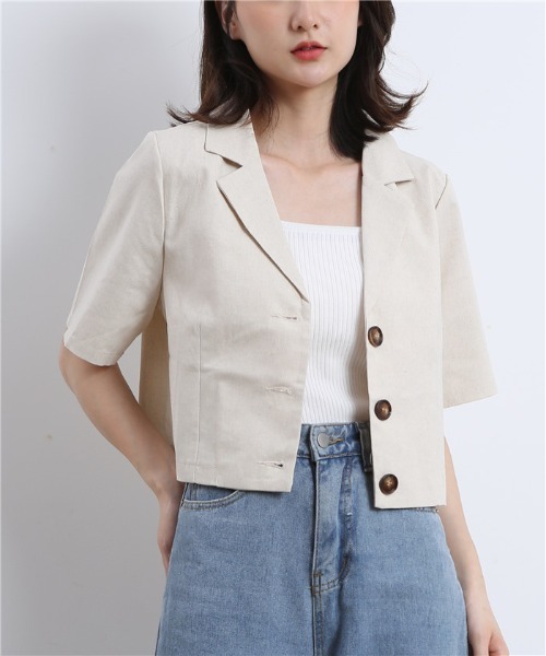 MAISON DE THERESE(メゾン ド テレーズ)の「麻ブレンド ハーフスリーブテーラードジャケット(テーラードジャケット・レディース・モカ/ブラック/ライトベージュ・M/L/XL/XX-LARGE/S)」の19枚目の写真