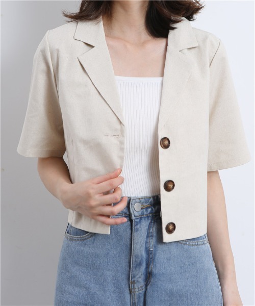 MAISON DE THERESE(メゾン ド テレーズ)の「麻ブレンド ハーフスリーブテーラードジャケット(テーラードジャケット・レディース・モカ/ブラック/ライトベージュ・M/L/XL/XX-LARGE/S)」の20枚目の写真