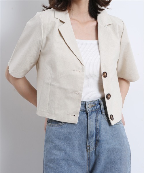 MAISON DE THERESE(メゾン ド テレーズ)の「麻ブレンド ハーフスリーブテーラードジャケット(テーラードジャケット・レディース・モカ/ブラック/ライトベージュ・M/L/XL/XX-LARGE/S)」の21枚目の写真