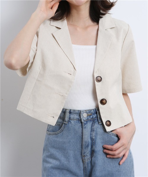 MAISON DE THERESE(メゾン ド テレーズ)の「麻ブレンド ハーフスリーブテーラードジャケット(テーラードジャケット・レディース・モカ/ブラック/ライトベージュ・M/L/XL/XX-LARGE/S)」の22枚目の写真