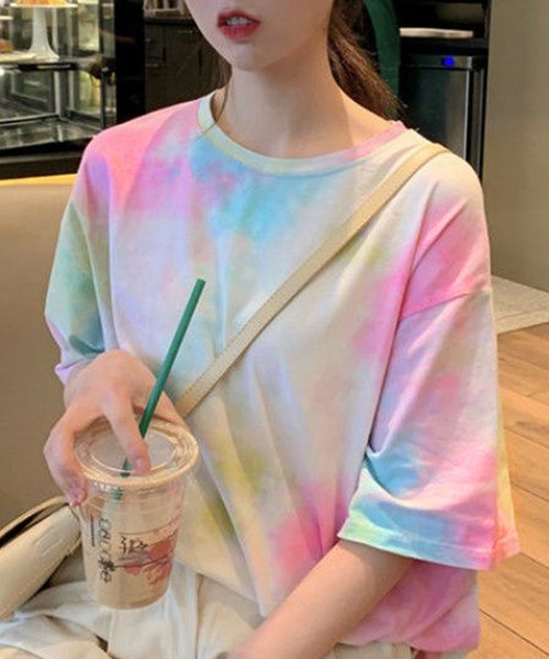 lakkanoir（ラッカノア）の「タイダイパステルカラーTシャツ（Tシャツ/カットソー・レディース・パープル/ピンク/グリーン・XL/L/M/S）」の2枚目の写真