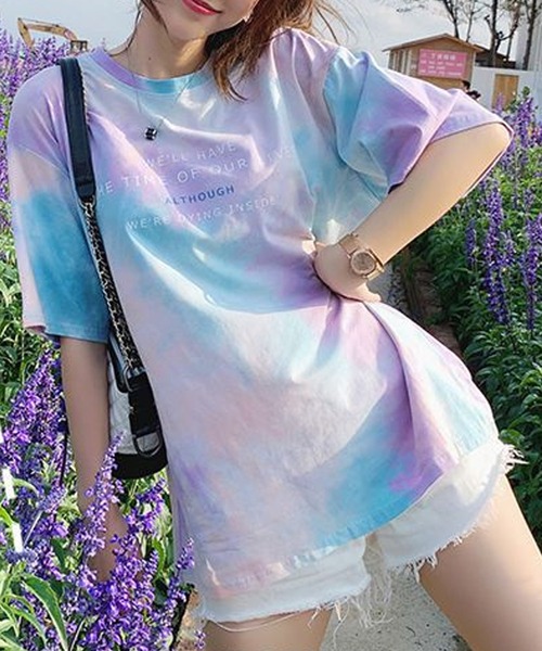 lakkanoir（ラッカノア）の「タイダイパステルカラーTシャツ（Tシャツ/カットソー・レディース・パープル/ピンク/グリーン・XL/L/M/S）」の6枚目の写真