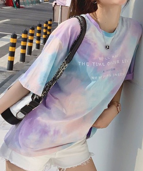 lakkanoir（ラッカノア）の「タイダイパステルカラーTシャツ（Tシャツ/カットソー・レディース・パープル/ピンク/グリーン・XL/L/M/S）」の4枚目の写真