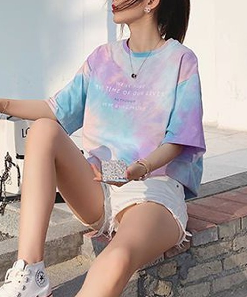 lakkanoir（ラッカノア）の「タイダイパステルカラーTシャツ（Tシャツ/カットソー・レディース・パープル/ピンク/グリーン・XL/L/M/S）」の8枚目の写真
