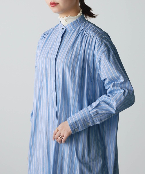 forksy.（フォルクシー）の「【forksy.】シャドーストライプ裾ティアード切り替えシャツワンピース（シャツワンピース・レディース・ホワイト/ブラック/ミント/サックスブルー/ベージュ系/ネイビー/グレー/ピンク/アイボリー・FREE）」の15枚目の写真