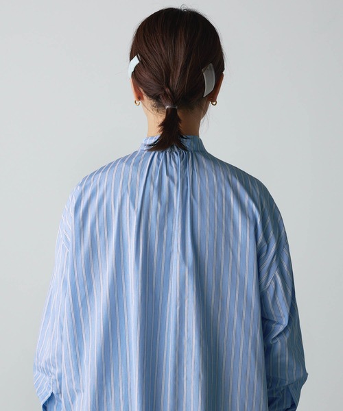 forksy.（フォルクシー）の「【forksy.】シャドーストライプ裾ティアード切り替えシャツワンピース（シャツワンピース・レディース・ホワイト/ブラック/ミント/サックスブルー/ベージュ系/ネイビー/グレー/ピンク/アイボリー・FREE）」の14枚目の写真