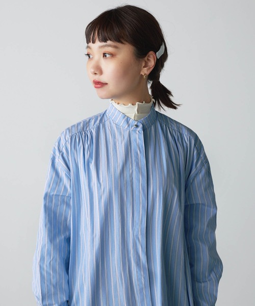 forksy.（フォルクシー）の「【forksy.】シャドーストライプ裾ティアード切り替えシャツワンピース（シャツワンピース・レディース・ホワイト/ブラック/ミント/サックスブルー/ベージュ系/ネイビー/グレー/ピンク/アイボリー・FREE）」の16枚目の写真