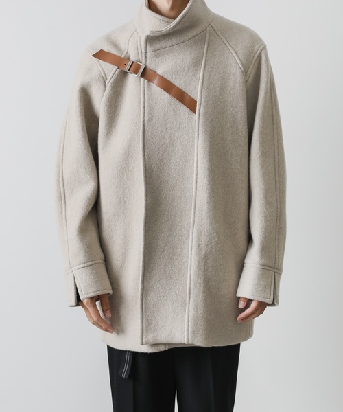 KAZUYUKI KUMAGAI ATTACHMENT（カズユキクマガイアタッチメント）の「MILLED WOOL KNIT SMOCKS FEARNOUGHT COAT（その他アウター・メンズ・ベージュ/ブラック・1/2）」の2枚目の写真