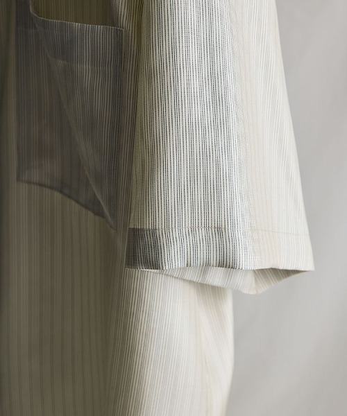 LIDNM（リドム）の「SILK PIN STRIPE SHIRT（シャツ/ブラウス・メンズ・ベージュ・MEDIUM/LARGE）」の11枚目の写真