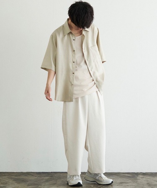 LIDNM（リドム）の「SILK PIN STRIPE SHIRT（シャツ/ブラウス・メンズ・ベージュ・MEDIUM/LARGE）」の16枚目の写真