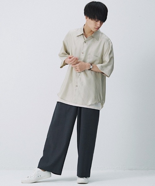 LIDNM（リドム）の「SILK PIN STRIPE SHIRT（シャツ/ブラウス・メンズ・ベージュ・MEDIUM/LARGE）」の19枚目の写真