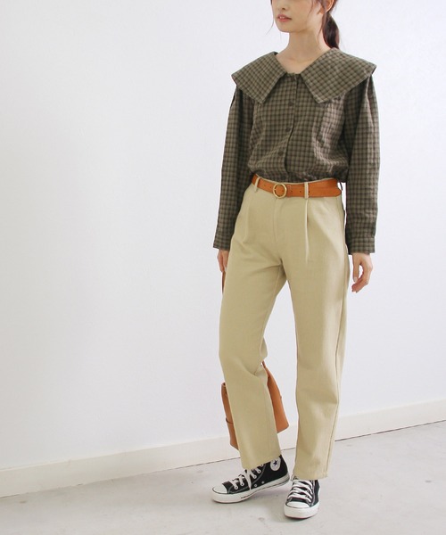 Crisp（クリスプ）の「ウォッシュアンクルテーパードパンツ（チノパンツ・レディース・ベージュ/ブラック/ブラウン・FREE）」の21枚目の写真