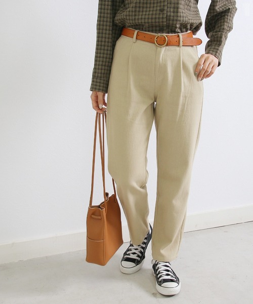 Crisp（クリスプ）の「ウォッシュアンクルテーパードパンツ（チノパンツ・レディース・ベージュ/ブラック/ブラウン・FREE）」の22枚目の写真