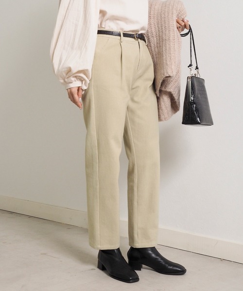 Crisp（クリスプ）の「ウォッシュアンクルテーパードパンツ（チノパンツ・レディース・ベージュ/ブラック/ブラウン・FREE）」の19枚目の写真